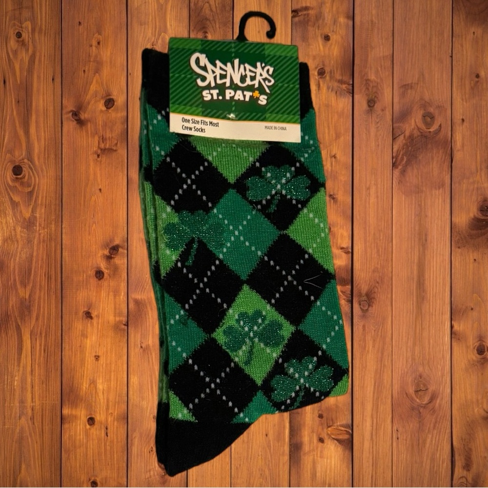 Saint Patrick’s Day Paddy’s Day Clover Socks Holiday Green Plaid Argyle